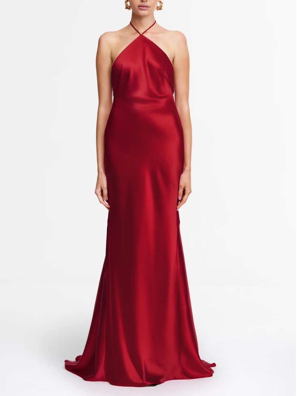 New Acler Tarnacre Gown Crimson Red Satin Maxi Dress Formal FLAW US 8